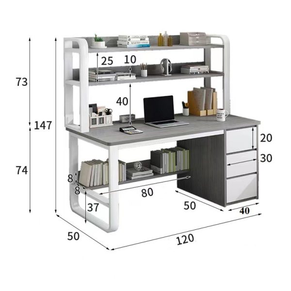 072 000075 2 Soco pakoworld desk with shelf-MDF gray-white 120x50x147cmOffice furniture > Working desk