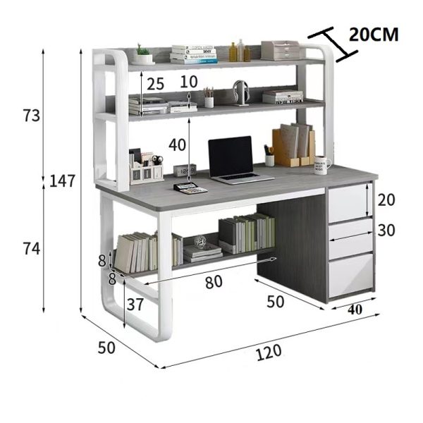 072 000076 2 Soco pakoworld desk with shelf-MDF natural-white 120x50x147cmOffice furniture > Working desk