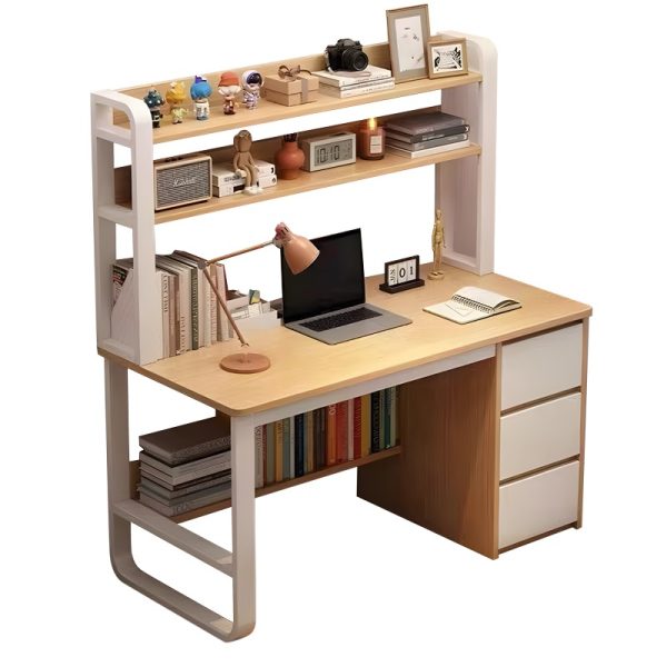 072 000076 Soco pakoworld desk with shelf-MDF natural-white 120x50x147cmOffice furniture > Working desk