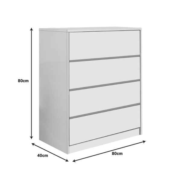 072 000114 2 Kuanger pakoworld mdf chest of drawers in white shade 80x40x80cmIndoor furniture > Drawers-consoles