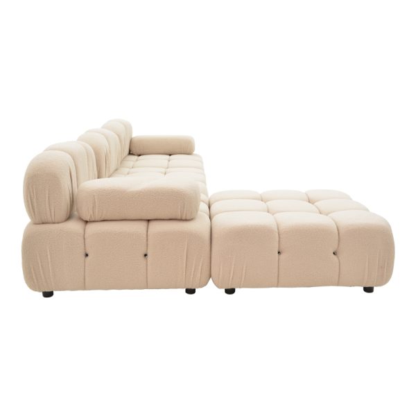074 000022 2 3-seater sofa Hypnotic pakoworld with beige teddy fabric and two pillows 294x196x76cmIndoor furniture > Cornered sofas