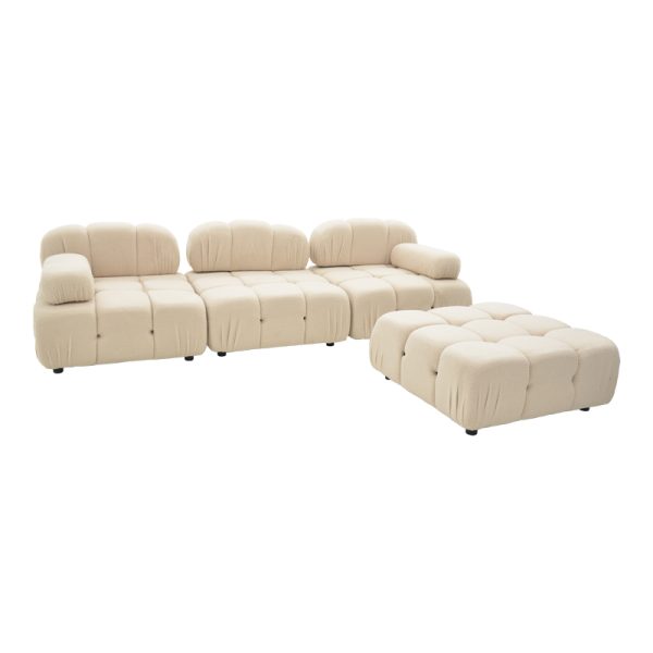 074 000022 3 3-seater sofa Hypnotic pakoworld with beige teddy fabric and two pillows 294x196x76cmIndoor furniture > Cornered sofas