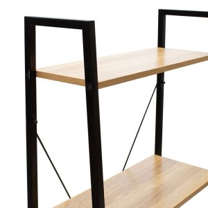 085 000001 2 Bookcase Ramon pakoworld modern oak color with black metal frame 60x23x145,5cmIndoor furniture > Bookshelves