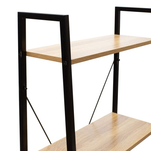 085 000001 2 Bookcase Ramon pakoworld modern oak color with black metal frame 60x23x145,5cmIndoor furniture > Bookshelves