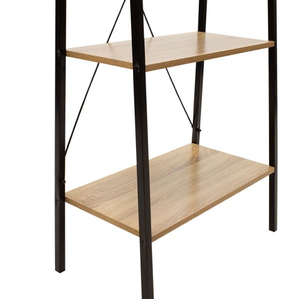 085 000001 3 Bookcase Ramon pakoworld modern oak color with black metal frame 60x23x145,5cmIndoor furniture > Bookshelves