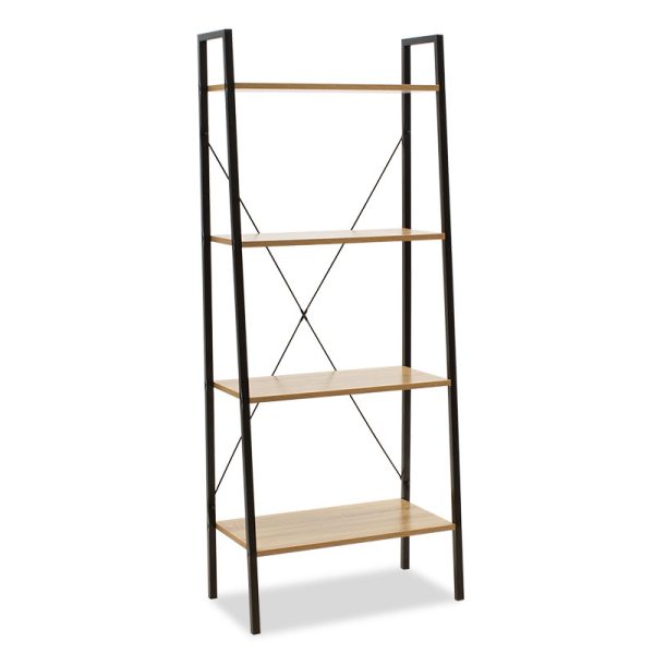 085 000001 Bookcase Ramon pakoworld modern oak color with black metal frame 60x23x145,5cmIndoor furniture > Bookshelves