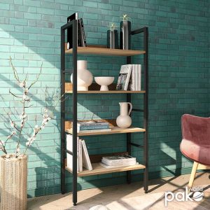 085 000002 2 Bookcase Ramon pakoworld in natural-black 60x28x125,5cmOffice furniture > Bookshelves