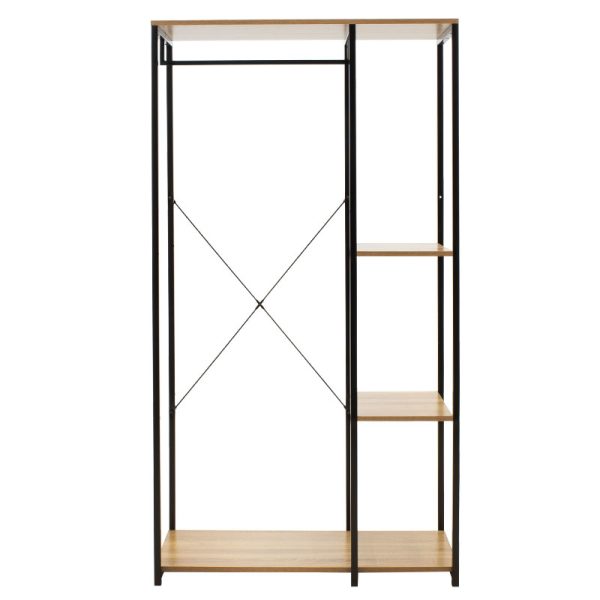 085 000008 2 Entrance unit Ramon pakoworld modern oak color with black metal frame 90,5x41x167cmIndoor furniture > Entrance furniture