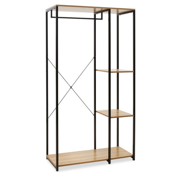 085 000008 Entrance unit Ramon pakoworld modern oak color with black metal frame 90,5x41x167cmIndoor furniture > Entrance furniture