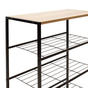 085 000011 3 Shoe rack Ramon pakoworld 12 pairs modern oak color with black metal frame 63x30x83cmIndoor furniture > Shoe storage cabinet & cupboards