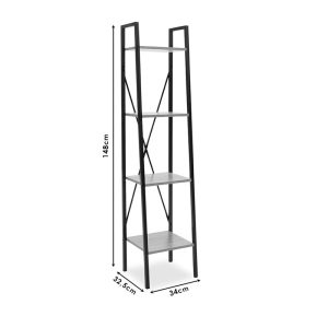 085 000013 3 Bookcase Ramon pakoworld natural-black 34x32,5x148cmIndoor furniture > Bookshelves