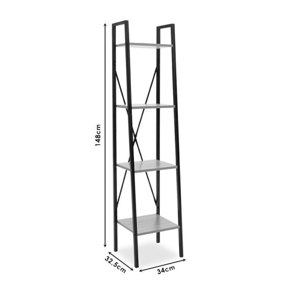 085 000013 3 Bookcase Ramon pakoworld natural-black 34x32,5x148cmIndoor furniture > Bookshelves