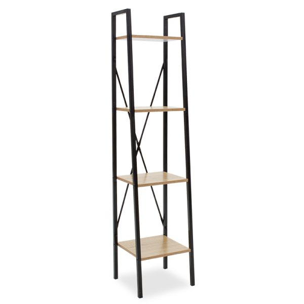 085 000013 Bookcase Ramon pakoworld natural-black 34x32,5x148cmIndoor furniture > Bookshelves