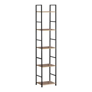 085 000020 Bookcase Azuel pakoworld oak-black steel 29x23.5x144cmIndoor furniture > Bookshelves