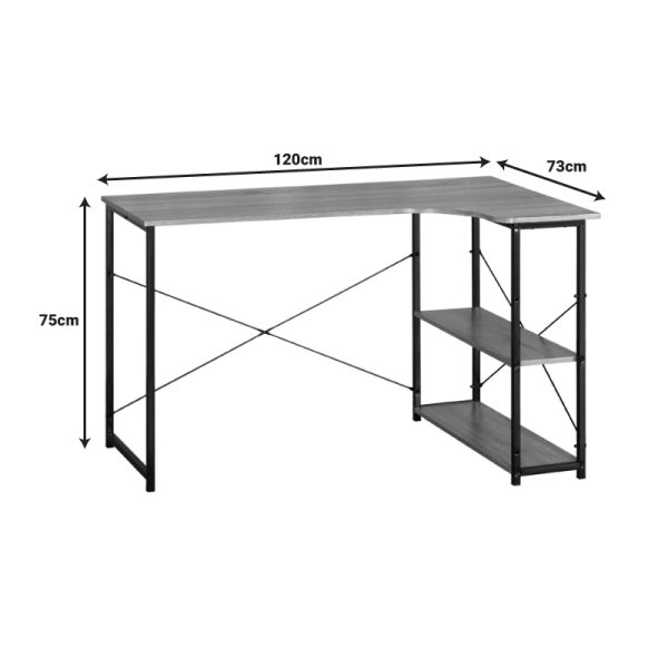 085 000023 4 Corner desk Merlin pakoworld right corner in oak shade with black metal 120x73x75cmOffice furniture > Working desk