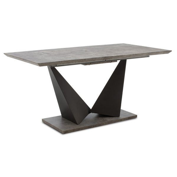 093 000008 Gordon pakoworld expanding gray cement table - black metal leg 160-200x90x75cmIndoor furniture > Dining Tables