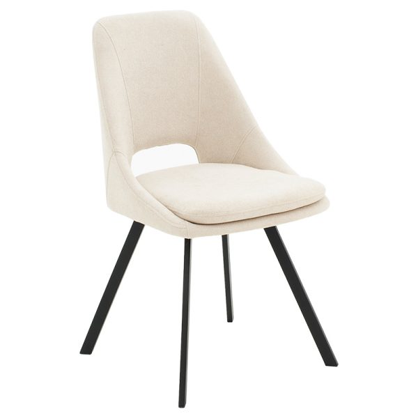 093 000021 Initiate pakoworld chair bouclé fabric cream-leg blackIndoor furniture > Chairs