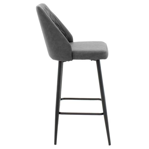 093 000026 2 Bar stool Inflame pakoworld height PU anthracite - metal blackIndoor furniture > Bar stools