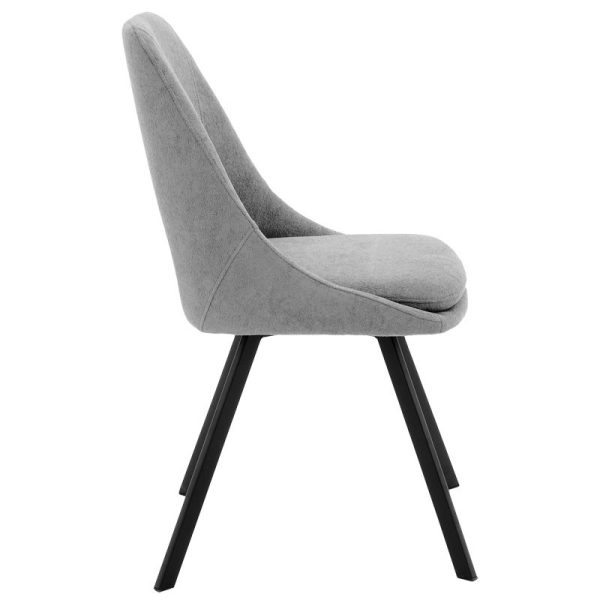 093 000027 2 Chair Initiate pakoworld teddy fabric grey-black metal leg 48x57x85cmIndoor furniture > Chairs