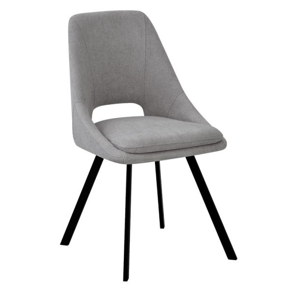 093 000027 Chair Initiate pakoworld teddy fabric grey-black metal leg 48x57x85cmIndoor furniture > Chairs