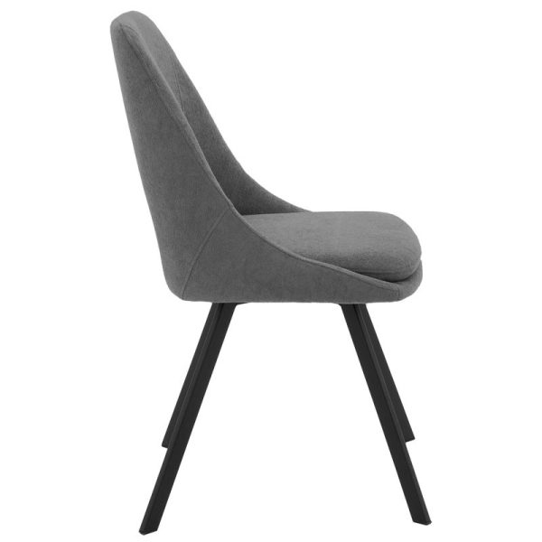 093 000028 2 Chair Initiate pakoworld teddy fabric dark grey-black metal leg 48x57x85cmIndoor furniture > Chairs