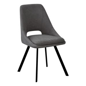 093 000028 Chair Initiate pakoworld teddy fabric dark grey-black metal leg 48x57x85cmIndoor furniture > Chairs
