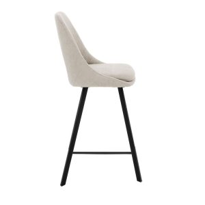 093 000029 2 Bar stool Initiate pakoworld cream teddy fabric-leg black metal 48x56x98cmIndoor furniture > Bar stools