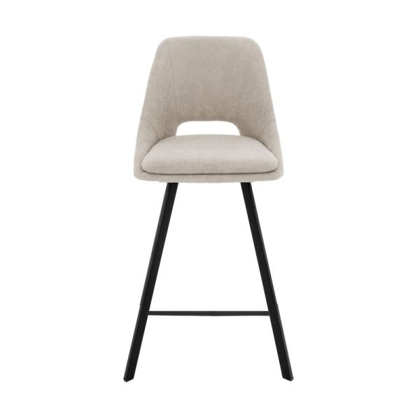 093 000029 3 Bar stool Initiate pakoworld cream teddy fabric-leg black metal 48x56x98cmIndoor furniture > Bar stools