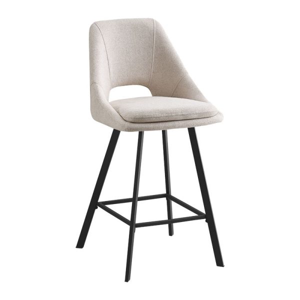 093 000029 Bar stool Initiate pakoworld cream teddy fabric-leg black metal 48x56x98cmIndoor furniture > Bar stools