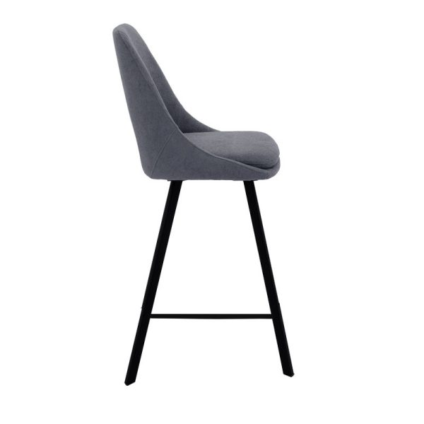 093 000030 2 Bar stool Initiate pakoworld teddy fabric dark grey-black metal leg 48x56x98cmIndoor furniture > Bar stools
