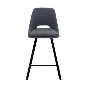 093 000030 3 Bar stool Initiate pakoworld teddy fabric dark grey-black metal leg 48x56x98cmIndoor furniture > Bar stools