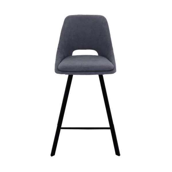 093 000030 3 Bar stool Initiate pakoworld teddy fabric dark grey-black metal leg 48x56x98cmIndoor furniture > Bar stools