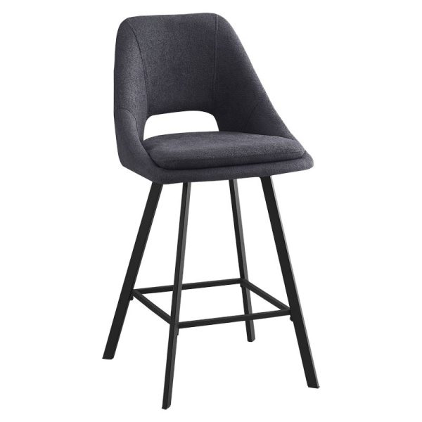 093 000030 Bar stool Initiate pakoworld teddy fabric dark grey-black metal leg 48x56x98cmIndoor furniture > Bar stools
