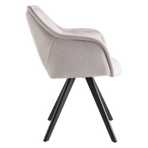 093 000035 2 Rotating armchair Soreyia pakoworld beige fabric-black metal leg 63x59x83cmIndoor furniture > Armchairs