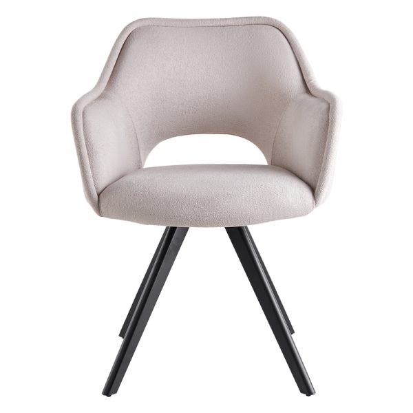 093 000035 3 Rotating armchair Soreyia pakoworld beige fabric-black metal leg 63x59x83cmIndoor furniture > Armchairs