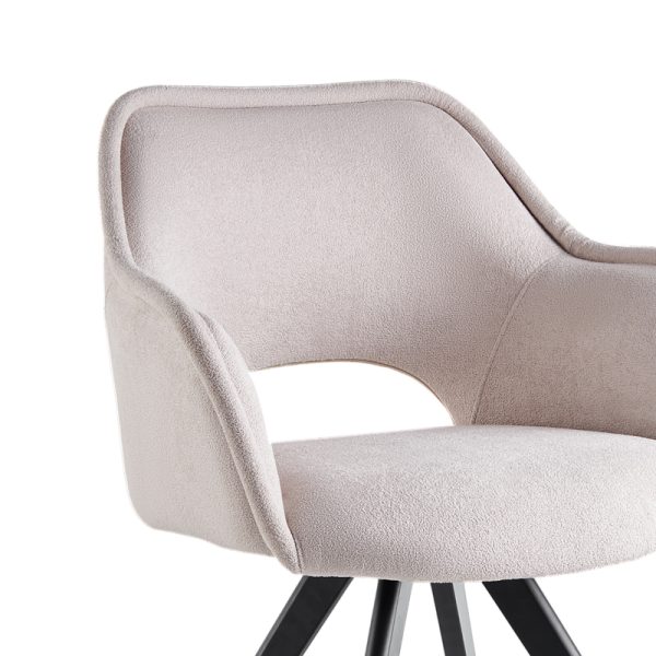093 000035 4 Rotating armchair Soreyia pakoworld beige fabric-black metal leg 63x59x83cmIndoor furniture > Armchairs