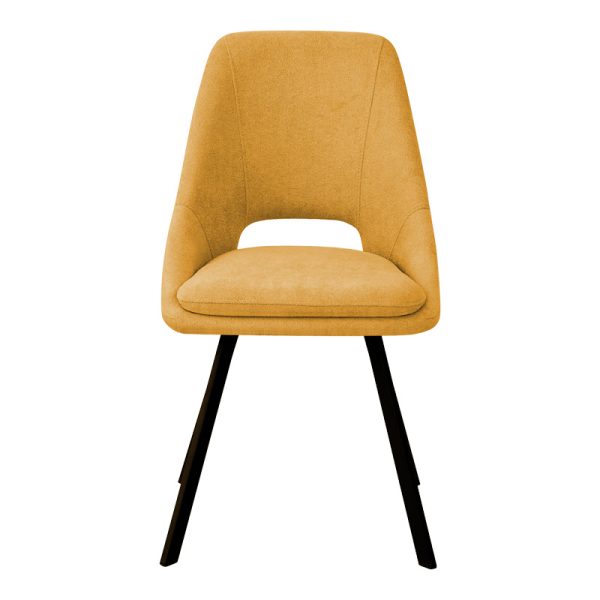 093 000038 4 Chair Initiate pakoworld teddy fabric mustard yellow-black metal leg 48x57x85cmIndoor furniture > Chairs