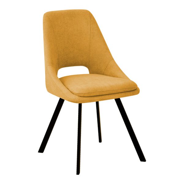 093 000038 Chair Initiate pakoworld teddy fabric mustard yellow-black metal leg 48x57x85cmIndoor furniture > Chairs