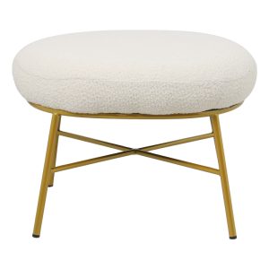 110 000063 2 Stool Susanna pakoworld boucle cream-golden metal leg 56x47x40cmSPRING OFFERS
