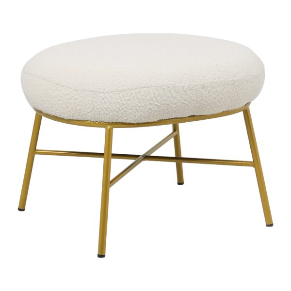 110 000063 Stool Susanna pakoworld boucle cream-golden metal leg 56x47x40cmSPRING OFFERS