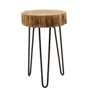 113 000010 2 Side table Tripp pakoworld solid wood table 6.5-7cm walnut-legs black 32x30x47cmBOHO CHIC > Other Furnishings