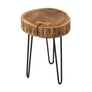 113 000010 3 Side table Tripp pakoworld solid wood table 6.5-7cm walnut-legs black 32x30x47cmBOHO CHIC > Other Furnishings