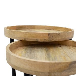 113 000014 2 Side tables set 2pcs Kelly pakoworld solid wood natural-blackBOHO CHIC > Coffee Tables