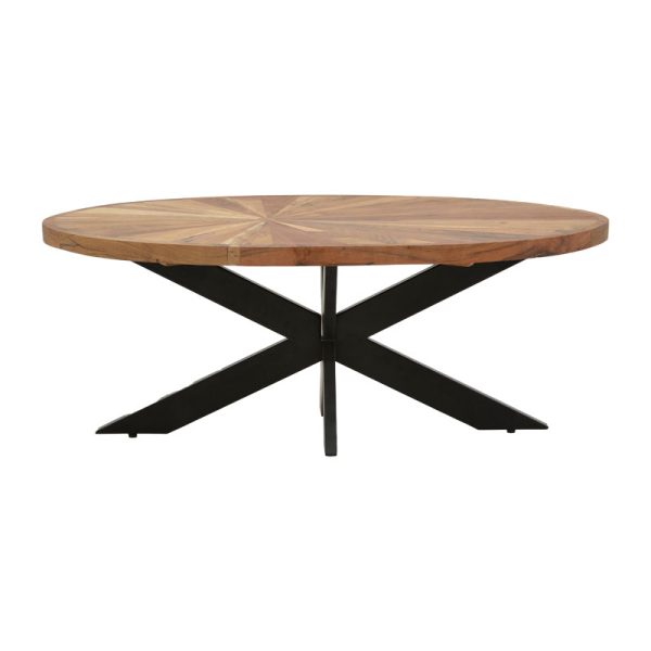 113 000034 2 Table oval Fardy pakoworld solid acacia wood natural-black 120x60x45cmBOHO CHIC > Coffee Tables