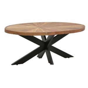 113 000034 Table oval Fardy pakoworld solid acacia wood natural-black 120x60x45cmBOHO CHIC > Coffee Tables