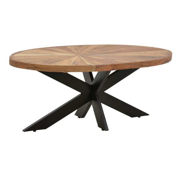 113 000034 Table oval Fardy pakoworld solid acacia wood natural-black 120x60x45cmBOHO CHIC > Coffee Tables