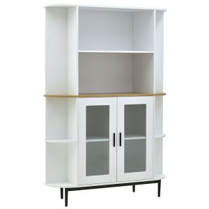 115 000114 Showcase Xarvey Inart white-natural wood 110x38x160cmIndoor furniture > Showcases