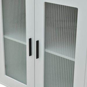 115 000114 4 Showcase Xarvey Inart white-natural wood 110x38x160cmIndoor furniture > Showcases