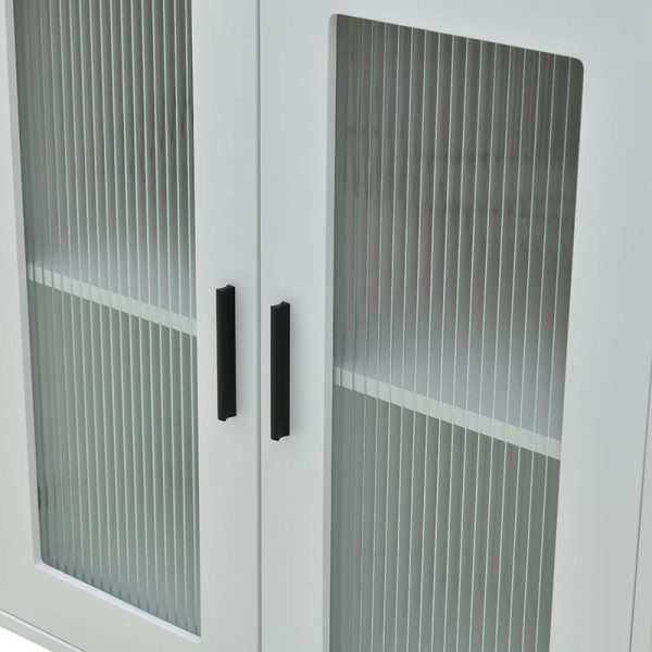 115 000114 4 Showcase Xarvey Inart white-natural wood 110x38x160cmIndoor furniture > Showcases