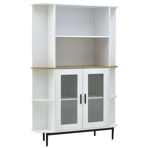 115 000114 Showcase Xarvey Inart white-natural wood 110x38x160cmIndoor furniture > Showcases